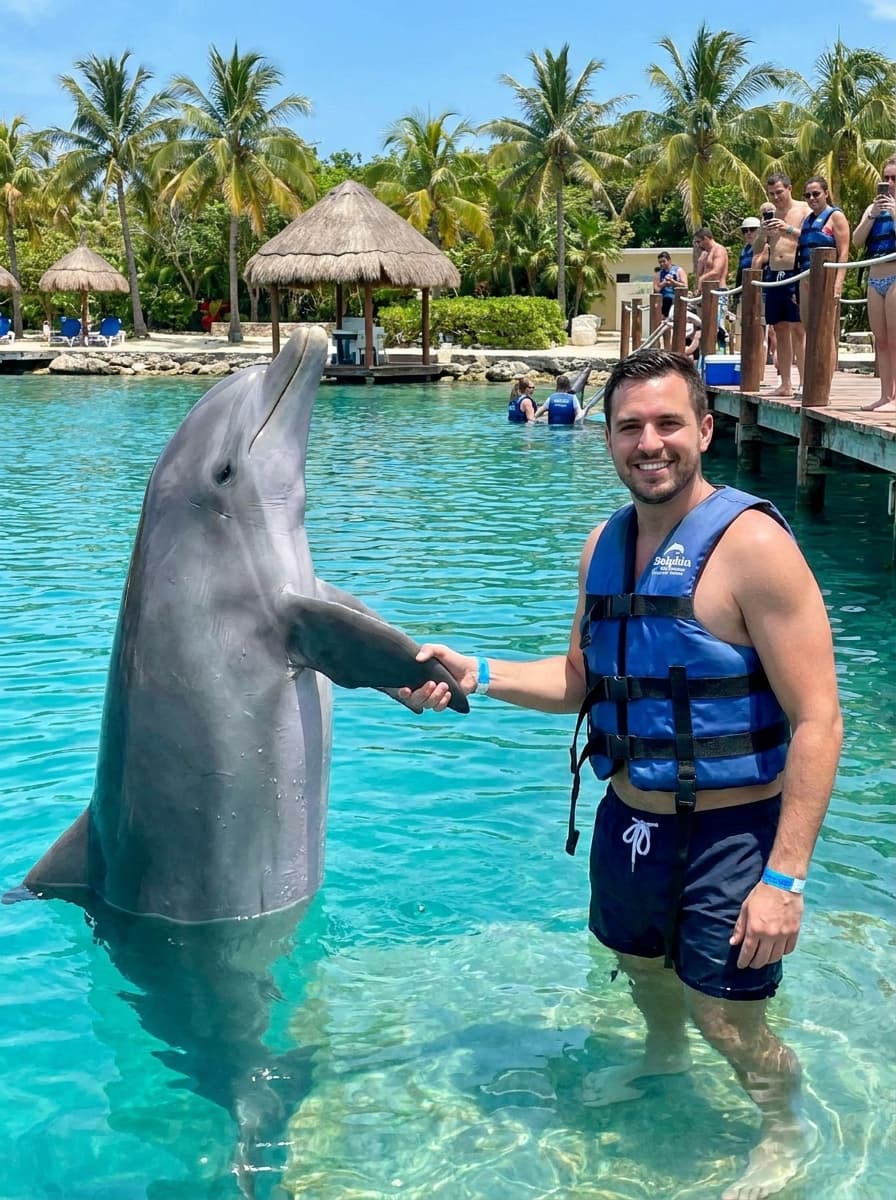 Swimming with dolphins in the Riviera Maya